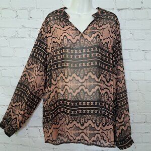 Collective Concepts NEW Semi Sheer Blouse Size Large
